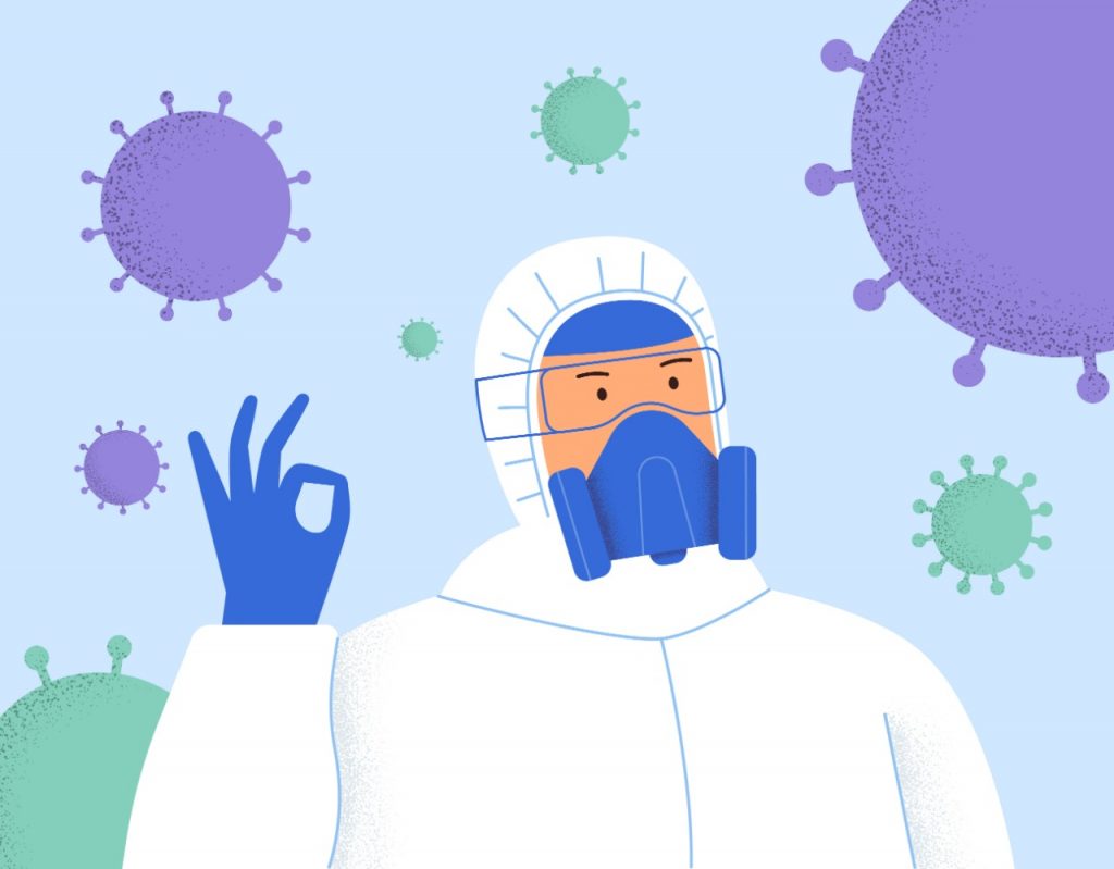 health workers in protective suit